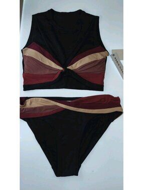 NWOT Robin Piccone M Billie Crop Bikini Swim Top 130628